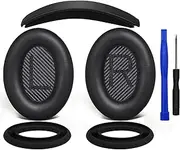 SOULWIT Ear Pads Cushions + Headband + Silicone Earpads Cover Protector, Replacement Kit for Bose QuietComfort 35 QC35, QC35 ii Over-Ear Headphones - Black