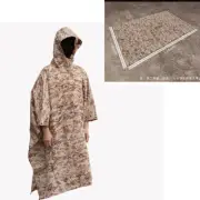 Tactical Outdoor Poncho Groundsheet Canopy Shelter Hooded Raincoat AOR1
