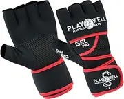 Playwell Elite Pro Gel Boxing Hand Wrap Inner Gloves - Black/Red - NEW