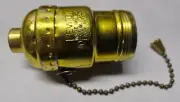 LEVITON BRASS-PLATED LAMP PULL CHAIN SOCKET, SHELL, CAP