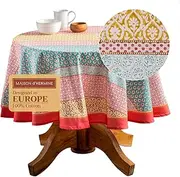 Maison d'Hermine Table Cloth Round Table 100% Cotton 69 Inches Tablecloth Reusable Decorative Everyday Use for Dining Room, Farmhouse, Home, Party, Festive & Wedding Spring Summer - Provence