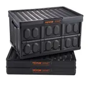 Collapsible Storage Bins with Lids, 45L 3 Packs, Folding Plastic Stackable Utility Crates with Handles, Large Heavy Duty Containers for Clothes, Toys, Books, Snack, Shoes, and Grocery