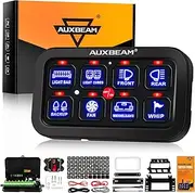 Auxbeam 8 Gang Switch Panel BA80, Universal Circuit Control Relay System Box with Automatic Dimmable On-Off LED Switch Pod Touch Switch Box for Car Pickup Truck Boat UTV ATV, Blue 2 Years Warranty