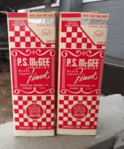 Lot of 2 1960's P.S. Mcgee Paper Quart Milk Bottle Carton Roaring Spring PA