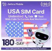 Jethro Mobile 6-Month 4GB Data, Unlimited Talk & Text Prepaid SIM Card Kit