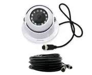 Elinz Dome CCD Reversing Camera Heavy Duty Mic IR Colour 12V/24V Car Truck Caravan 10M 4 PIN Advanced Cable