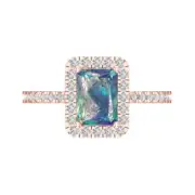 1.86 ct Emerald Cut Moissanite Gemstone Solitaire Ring With Accents Rose Gold