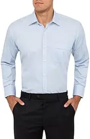 [Van Heusen] Men's Classic Fit Shirt Dobby Stripe, Sky Blue, 46cm collar x 94cm Sleeve