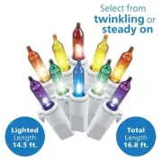 14' 150 LED Selectable Twinkle Smooth Mini Multicolored Icicle Light Home Decor