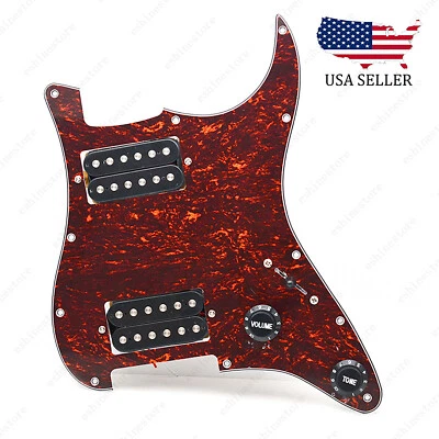 Loaded Strat Pickguard Prewired HH Pickguard with Ceramic Pickups Red Tortoise B