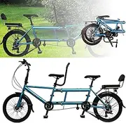 Tandem Beach Cruiser Bike, Foldable Tandem Adult Beach Cruiser Bicycles, 20-Inch Wheels, 3 Seater, 7-Speed,Maximum Load 200kg, Size 210x35x110cm, Folded Size 110x35x62cm Blue