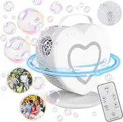 SANYIYIBA Bubble Machine for Kids,Two Outlets Blow 15000+ Bubbles Per Minute,Automatic Rotation 90°/360°,Remote Control or Button Control,Rechargeable Battery Bubble Maker for Party Birthday Wedding