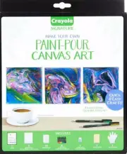 Crayola Signature Paint & Pour Canvas Art Kit Brand New Pearlescent & Glitter