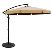 Beach Outdoor Sun Umbrella with Base UV Cantilever 3M - Beige