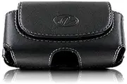Wonderfly Holster for Flip Phone or Smartphone Up to 4.25x2.25x0.85 Inch in Dimensions, a Horizontal Leather Carrying Case with Belt Clip and Belt Loops