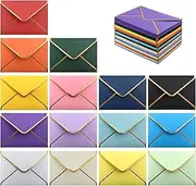 VANRA 150 PCS Colorful Invitation Envelopes Self Seal A6 Envelopes V Flap with Gold Border for 4 x 6 Greeting Cards, Wedding Invitations, Graduations, Photos (15 Assorted Colors, A6)