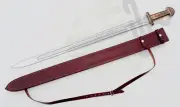 1095 Full Tang Viking King Sword of Ragnar & Bjorn w/ Leather Sheath