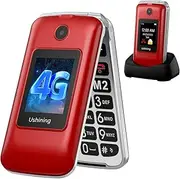 T3105 Senior Mobile Phone, 4G Flip Phone, Dual SIM, 2.8 Inch Large Screen, SOS Emergency Call Button, 1200 mAh Battery, Red