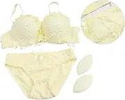 [OATIPHO] Lace Bra Set for Women Push up Bra and Panty Set Bra and Panties 75b Soft and Breathable Yellow