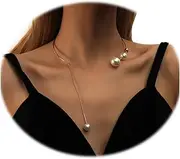 Lirgoriy Pearl Open Choker Necklace Adjustable pearl Pendant Necklaces Fashion Cuff Collar Necklace Jewelry Party Gifts Costume Accessories for Women and Girls