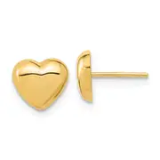 14K Yellow Gold Polished Heart Post Earrings