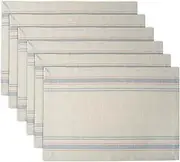 DII 100% Cotton, Machine Washable, Everyday French Stripe Placemat for Dinner Parties, Summer & Outdoor Picnics, Set of 6 - Gray