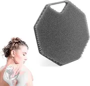 Body Scrubber Body Brush, Silicone Loofah Shower Brush Body Scrubber Exfoliator Bath Scrubber for Body with Exfoliating Fins for Sensitive Skin, Travel Essentials, Home, Men Women-Gray