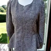 Caroline Morgan Fitted Jacket With Peplum + Zip Front. Size 12