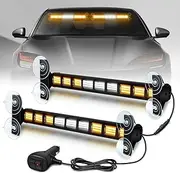 antom Six 108 LEDs Flashing LED Warning Light 2 x 36 LEDs Warning Light Orange + White Beacon Beacon Beacon with 19 Flashing Strobe Modes for Car Truck Tractor Car Truck