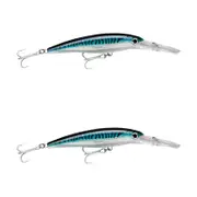 2x Rapala 12cm X Rap Magnum 15 Deep Diving Trolling Lures - Silver Blue Mac