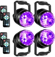 Strobe Black Light For Glow Party 6W UV LED Disco Ball Sound Activated w/Remote