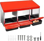 3 Hole Chicken Nesting Box, Hen Laying Nest Box, Coop Hutch 3 Compartment Inside Outside Roll Away Lay Egg Box