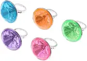 oshhni 5pcs Party Favor Toys Plastic Diamond Rings for Goody Bags Pinata Fillers