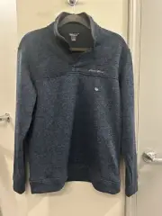 Eddie Bauer Snap Front Radiator Fleece Men’s Medium Navy Long Sleeve