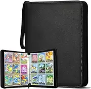 990 Pockets Card Binder, Premium Zip Trading Card Binder, 55Slleves Double Sided Pocket PU Collection Binder, Collector Album, Card Folder for MTG, TCG, Sports Card-Black-Lizhi