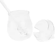 Amosfun 1pc Transparent Glass with Lid Multifunctional Food Storage Container for Kitchen for Honey Sweets and Dry Foods and Odorless Design