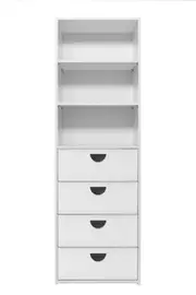 GENEVA 3 SHELF 4 DRAWER BUILT IN WARDROBE - WHITE - SLIM - HALF MOON BLACK