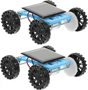 Kisangel 2pcs Mini Solar Car DIY Kit Educational Assembly for Fun Science Experiment No Batteries Needed Runs Solar Power for Home Learning and Stem Activities