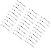 NOLITOY 30 Pcs Stainless Steel Fruit Forks Elegant Two Prong Food Picks for Appetizers Salads and Cocktails for Parties Weddings and Buffets