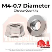 M4-0.7 A2-70 Stainless Steel Hex Flange Nuts (Choose Qty)