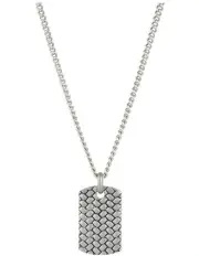 [Cudworth] Stainless Steel Sandblasted Dog Tag Pendant Chain 55cm in Silver