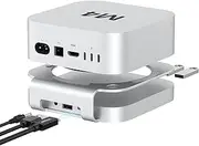 Akkyajaure 40Gbps USB Hub & Stand for Mac Mini M4/M4 Pro, Full Aluminum Docking Station with M.2 40Gbps SSD Enclosure (NVMe PCle), 3x USB 2.0, 3.5mm Audio, USB4 Host |
