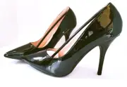 Wild Diva Lounge LOVISA-01 Black Patent Leather Pumps Stiletto Heels SIZE 10 NEW