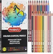 PANDAFLY Professional Colour Charcoal Pencils Drawing Set, Skin Tone Colored Pencils, Pastel Chalk Pencils for Sketching, Shading, Coloring, Layering & Blending, 24 Colors