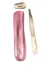 12 Pc Stainless Steel Eyebrow Clip Tweezer With Comb