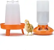 Automatic Chicken Feeder and Chicken Waterer Kit,1L Chick Feeder and 1.5L Chick Waterer,Chicken Water Dispenser,Chick Feeder and Waterer Kit,Easy Clean Plastic Feeding and Watering Feeder for Chicks