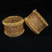 Bollywood Indian Wedding Pearl Kundan Bangles set Gold Plated For Women