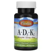2 X Carlson, Vitamins A - D3 - K2, 60 Soft Gels