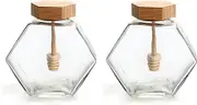100ml,EdirFtra Glass Honey Pot with Dipper, Glass Honey Jar, Empty Glass Refillable Honey Pot Jar, Glass Honey Pot for Home Use, Airtight Food Storage Containers