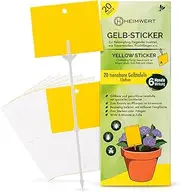 Heimwert Yellow Sticker XXL - Effective Fight Fungus Gnats - 6 Months Long-Term Yellow Boards, Separable, with 20 XXL Ground Spikes and 20 Tie Wires for Hanging I Against Fruit Flies Aphids